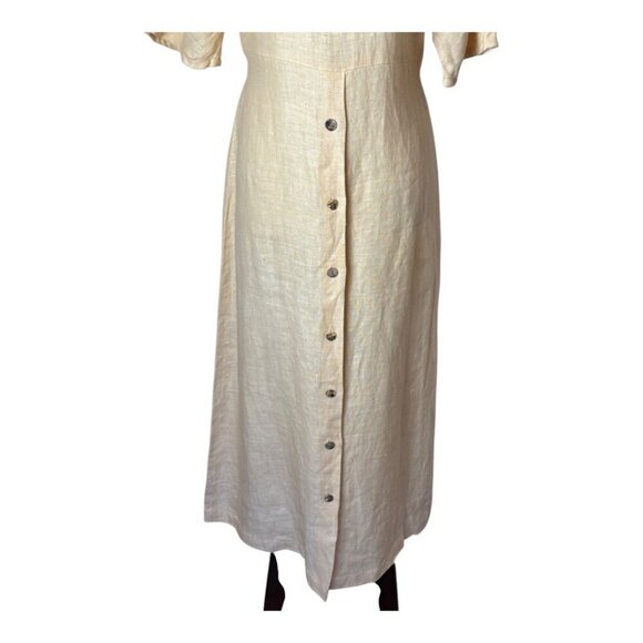 Worlds Apart Dress Women‎ Medium Orange Peach Linen Button Skirt Maxi Lagenlook - Picture 7 of 10
